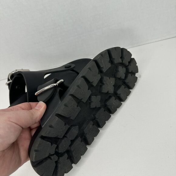 Prada in Nero Rubber Thong Sandal Black and Silver Limited Edition Adjustable - Picture 5 of 6
